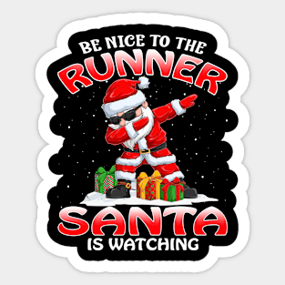 Be Nice To The Runner Santa is Watching Sticker